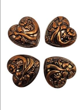 Vintage Copper Heart Button Covers